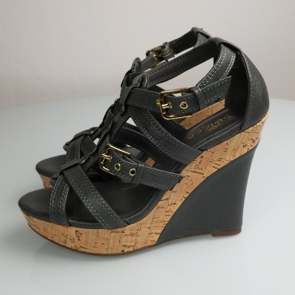 Sbicca Shoes - Sbicca Karen Grey Leather Wedge
